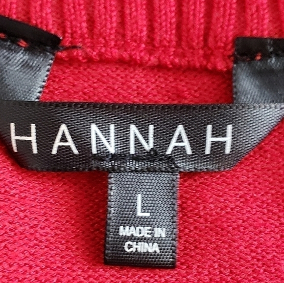 HANNAH SWEATER GOLD BUTTON SLEEVES SZ L RED - Picture 6 of 7